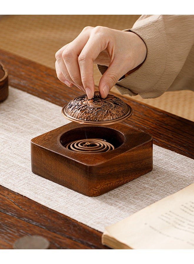 هومستر حامل حارق البخور العطرية مع غطاء منحوت معقد ، حامل العلاج بالعطور الداخلي للتأمل اليوغا المعيشة الديكور الفني الخمر للاسترخاء المنزلي ديكور المنزل - Image 4