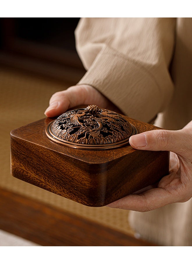 هومستر حامل حارق البخور العطرية مع غطاء منحوت معقد ، حامل العلاج بالعطور الداخلي للتأمل اليوغا المعيشة الديكور الفني الخمر للاسترخاء المنزلي ديكور المنزل - Image 1