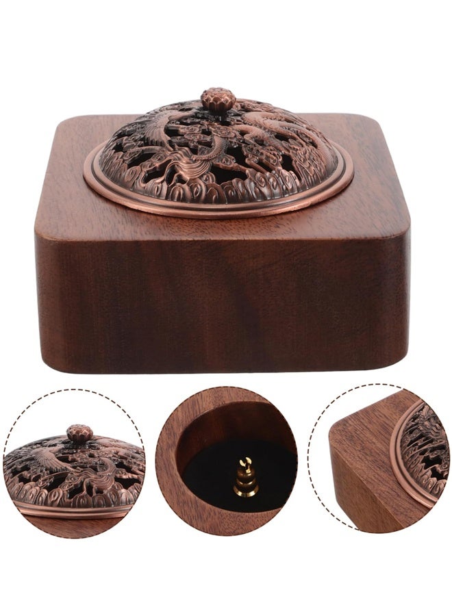 هومستر حامل حارق البخور العطرية مع غطاء منحوت معقد ، حامل العلاج بالعطور الداخلي للتأمل اليوغا المعيشة الديكور الفني الخمر للاسترخاء المنزلي ديكور المنزل - Image 3