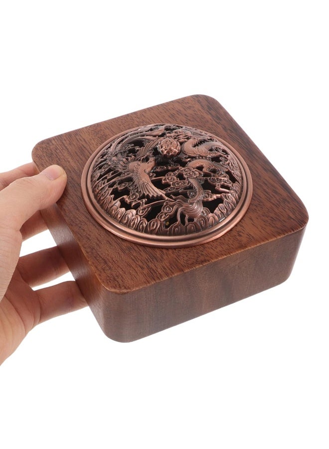 هومستر حامل حارق البخور العطرية مع غطاء منحوت معقد ، حامل العلاج بالعطور الداخلي للتأمل اليوغا المعيشة الديكور الفني الخمر للاسترخاء المنزلي ديكور المنزل - Image 2