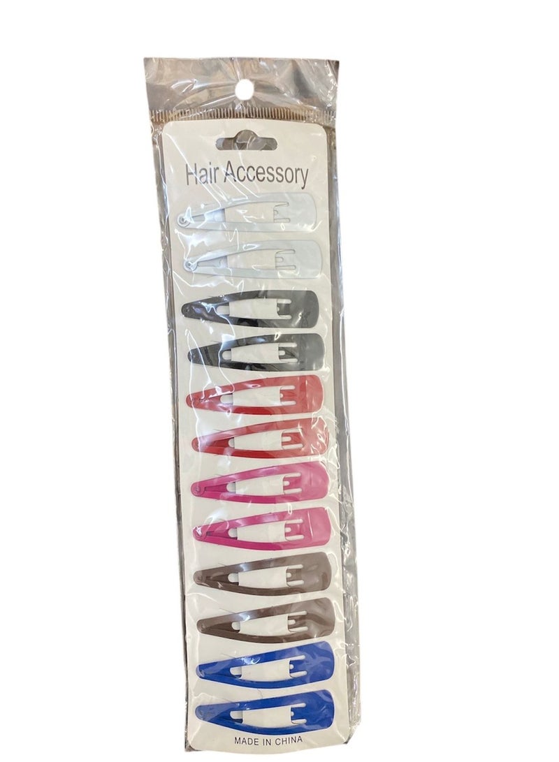 مشابك شعر سناب من 12 قطعة متعددة الألوان 2 بوصة - Image 1