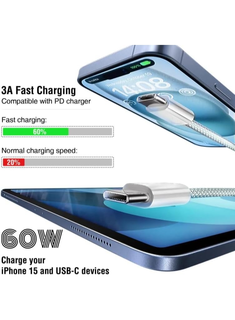 TYPE C Type-C Cable compatible with iPhone 15 Pro Max, 16 Pro Max, Fast Charging, Charger Accessories, 15 Plus, 16, Plus 60W (1M) - Image 3
