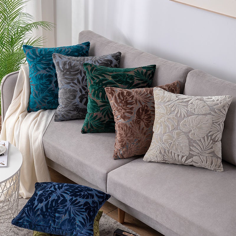 Internet Red Maple Leaf Cushion Office Nap Good Living Room Cushion Bedside Large Backrest Pillowcase Cut Velvet - Image 2