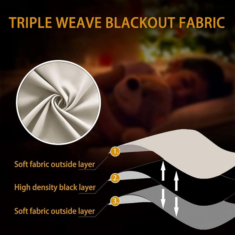 KOUFALL Small Window Bathroom Window,Beige Blackout Cafe Curtains for Kitchen 24x32 Inch Length - Image 5