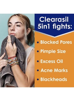 Clearasil Stubborn Acne Control 5In1 Daily Facial Cleansing Pads With Salicylic Acid Acne Treatment Medicine 90 Count  - Image 3