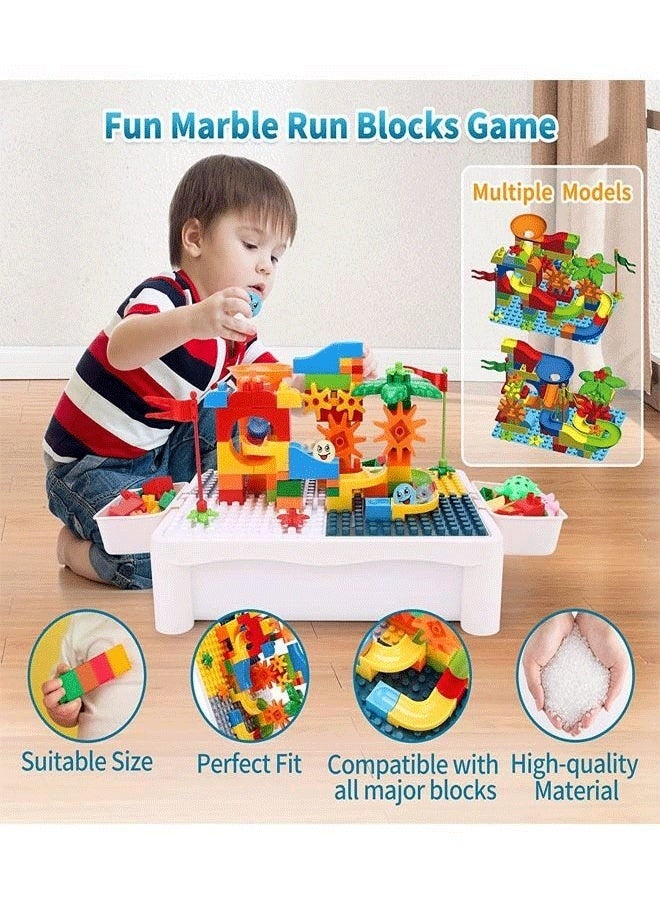 ريليو مجموعة طاولة أنشطة للأطفال مع كرسي واحد و4 صناديق تخزين و502 مكعب كبير الحجم، طاولة مكعبات تعليمية متعددة الوظائف - Image 4