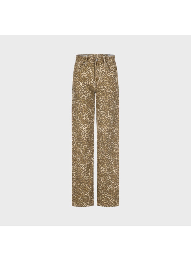 Zara women's Contrast Color Classic Leopard Print Casual Versatile Soft Comfortable Pants - Image 2