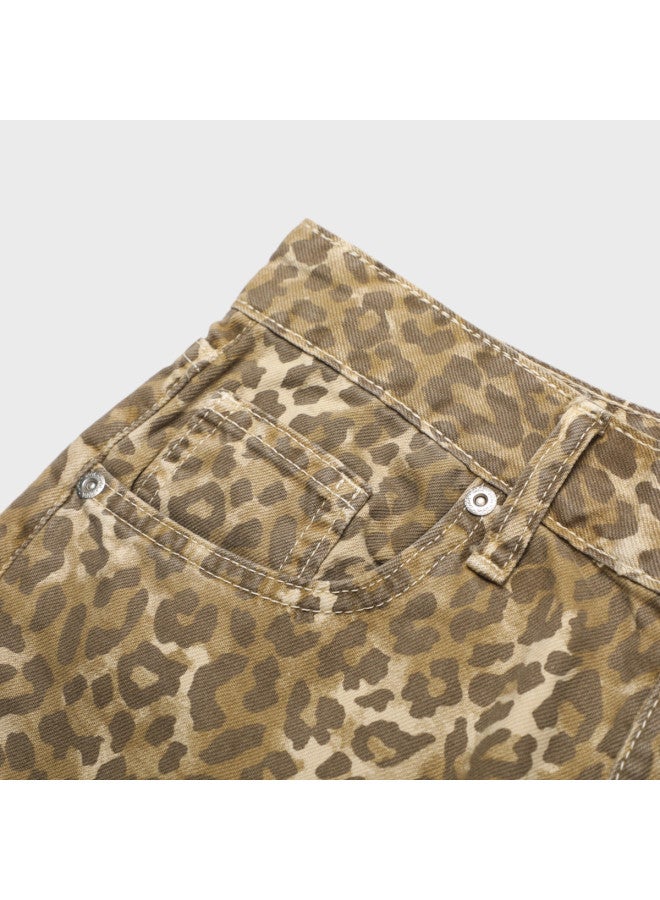 Zara women's Contrast Color Classic Leopard Print Casual Versatile Soft Comfortable Pants - Image 5