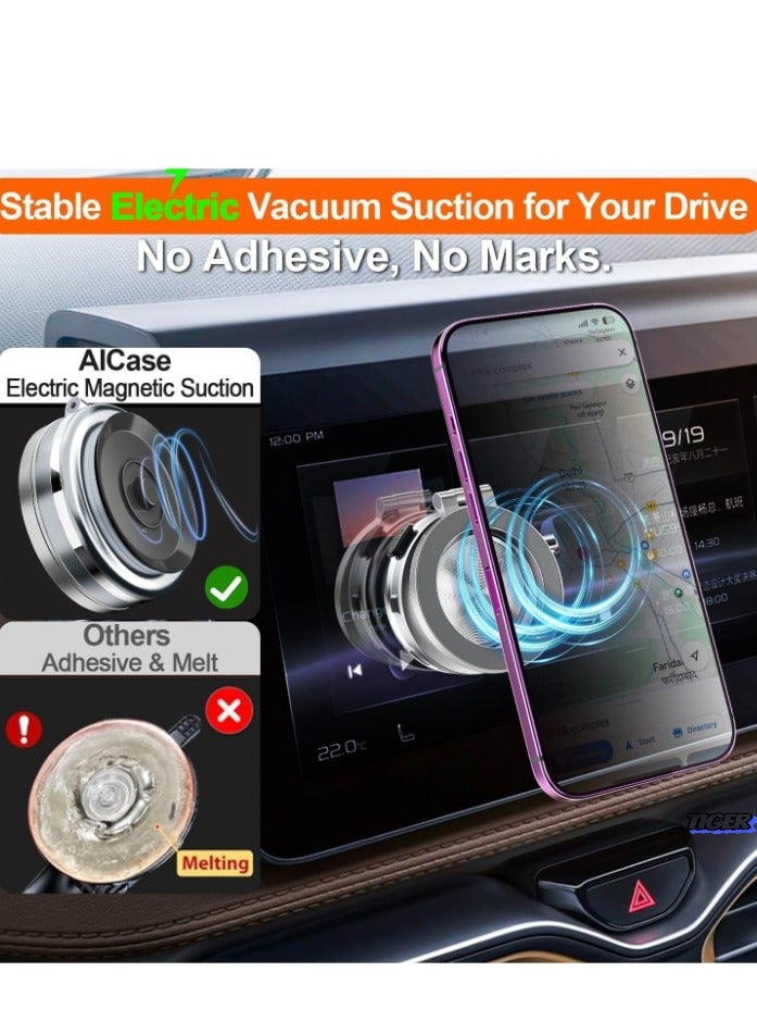 TIGER Magnetic Vacuum Suction Car Phone Holder Mount C1 – 360° Rotating, Universal Phone Holder for All Smooth Surfaces, Strong Magnetic Grip, Secure and Stable, Easy Installation, Ideal for Car Dashboard, Windshield, and More (Silver) - Image 2