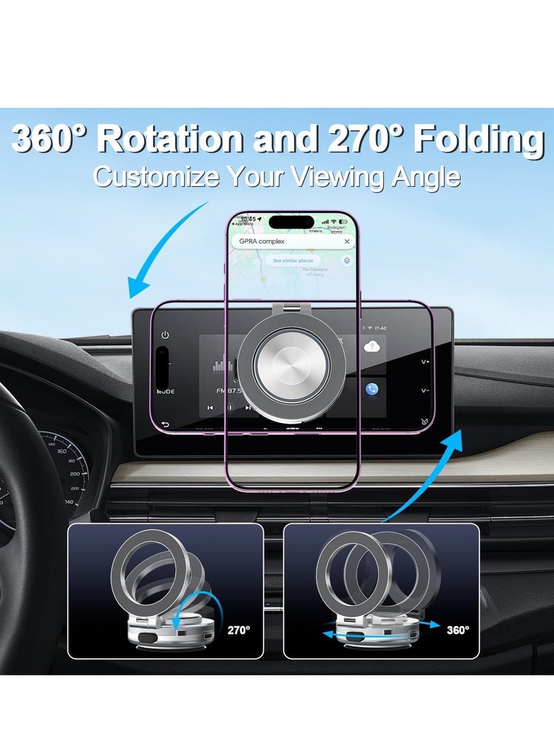 TIGER Magnetic Vacuum Suction Car Phone Holder Mount C1 – 360° Rotating, Universal Phone Holder for All Smooth Surfaces, Strong Magnetic Grip, Secure and Stable, Easy Installation, Ideal for Car Dashboard, Windshield, and More (Silver) - Image 4