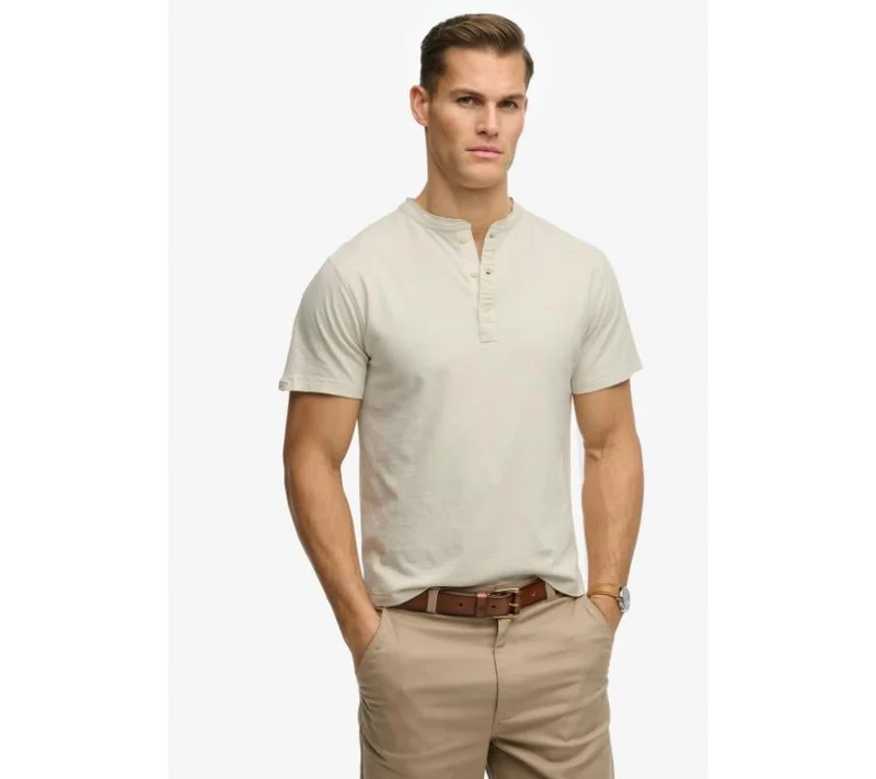 Superdry Classic Cotton Linen Short Sleeve Grandad T-shirt