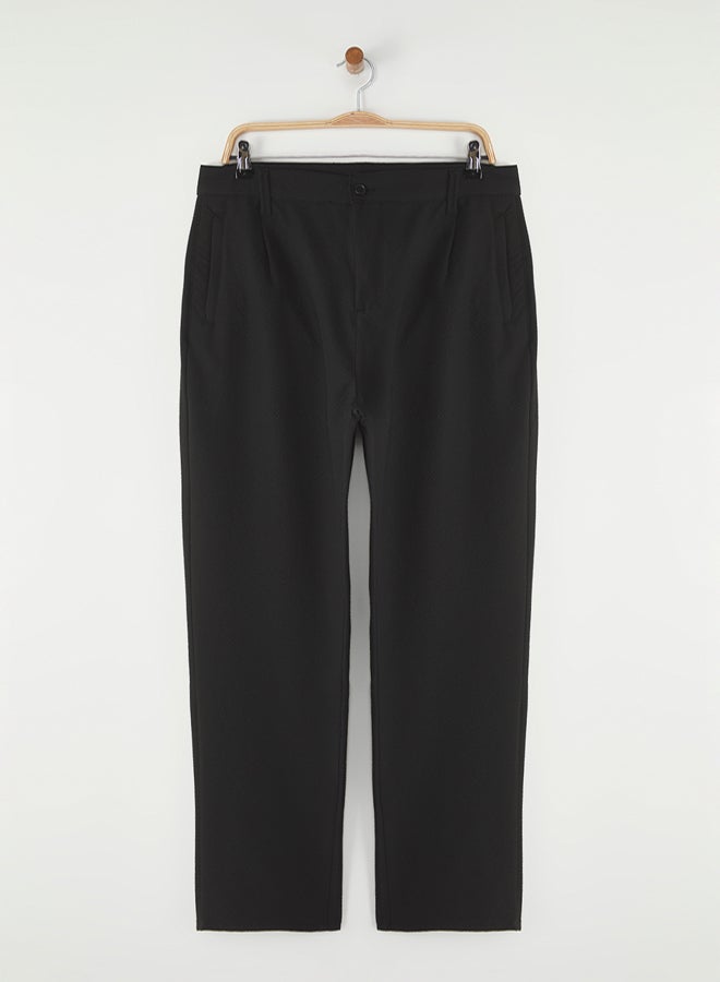 trendyol Black Carrot/Carrot/Comfortable Fit Seersucker Viscose Blended Pants - Image 2