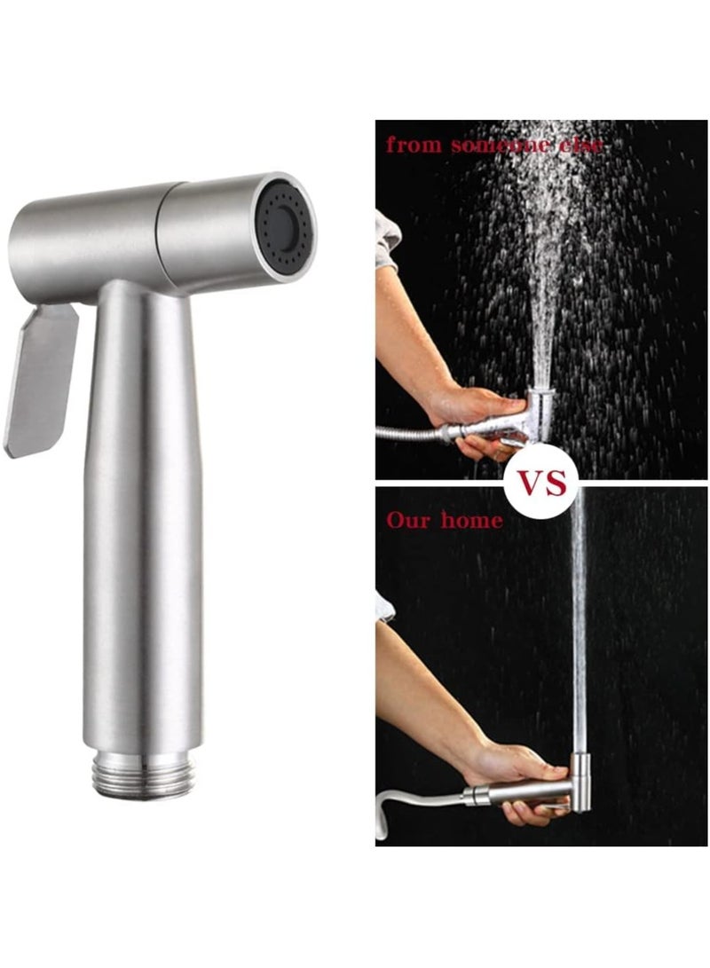 Bidet Toilet Sprayer Head, 2Pcs Bidet Hand Shower Stainless Steel Handheld Bidet Sprayer Cloth Bathroom Diaper Sprayer for Kitchen and Toilet Cleaning - Image 4