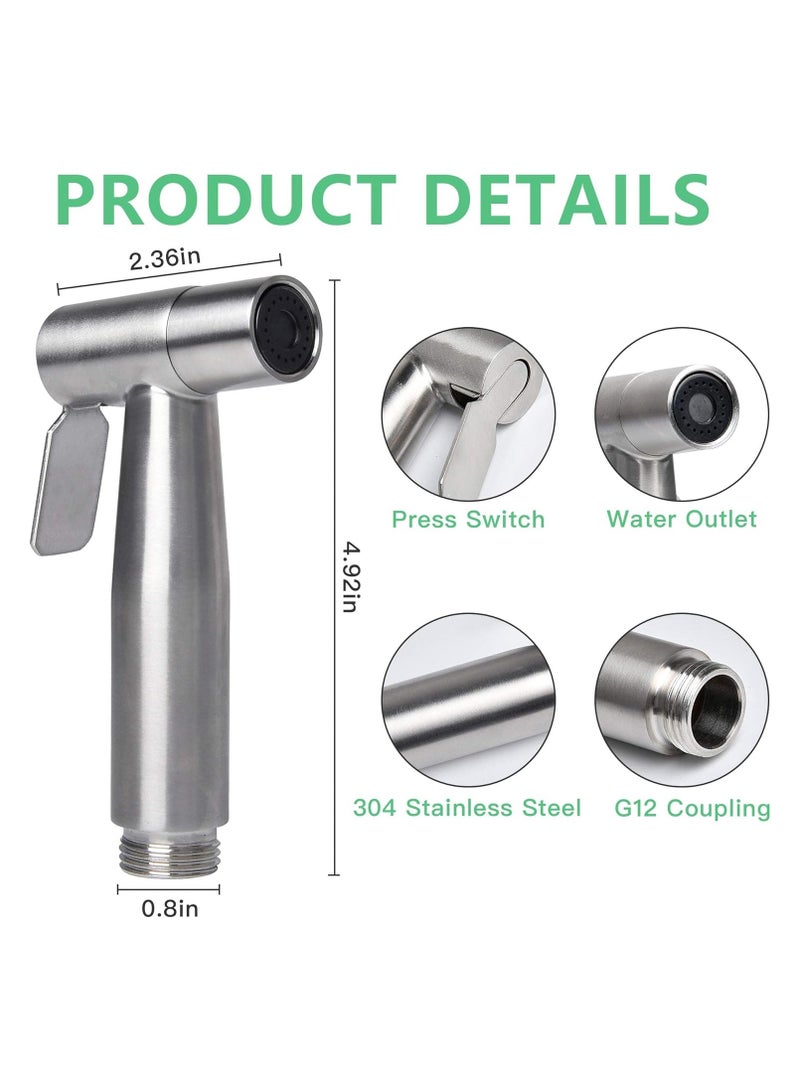 Bidet Toilet Sprayer Head, 2Pcs Bidet Hand Shower Stainless Steel Handheld Bidet Sprayer Cloth Bathroom Diaper Sprayer for Kitchen and Toilet Cleaning - Image 5