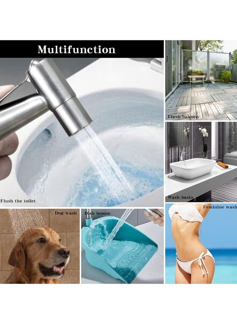 Bidet Toilet Sprayer Head, 2Pcs Bidet Hand Shower Stainless Steel Handheld Bidet Sprayer Cloth Bathroom Diaper Sprayer for Kitchen and Toilet Cleaning - Image 3