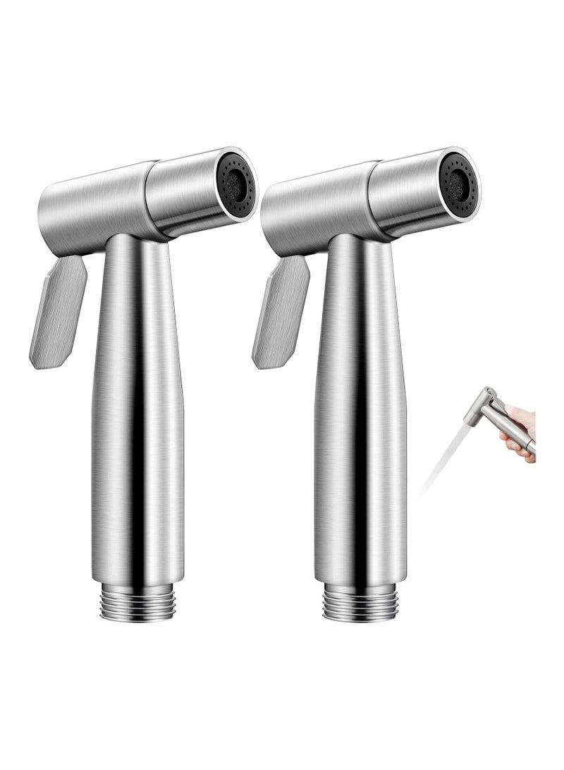 Bidet Toilet Sprayer Head, 2Pcs Bidet Hand Shower Stainless Steel Handheld Bidet Sprayer Cloth Bathroom Diaper Sprayer for Kitchen and Toilet Cleaning - Image 1