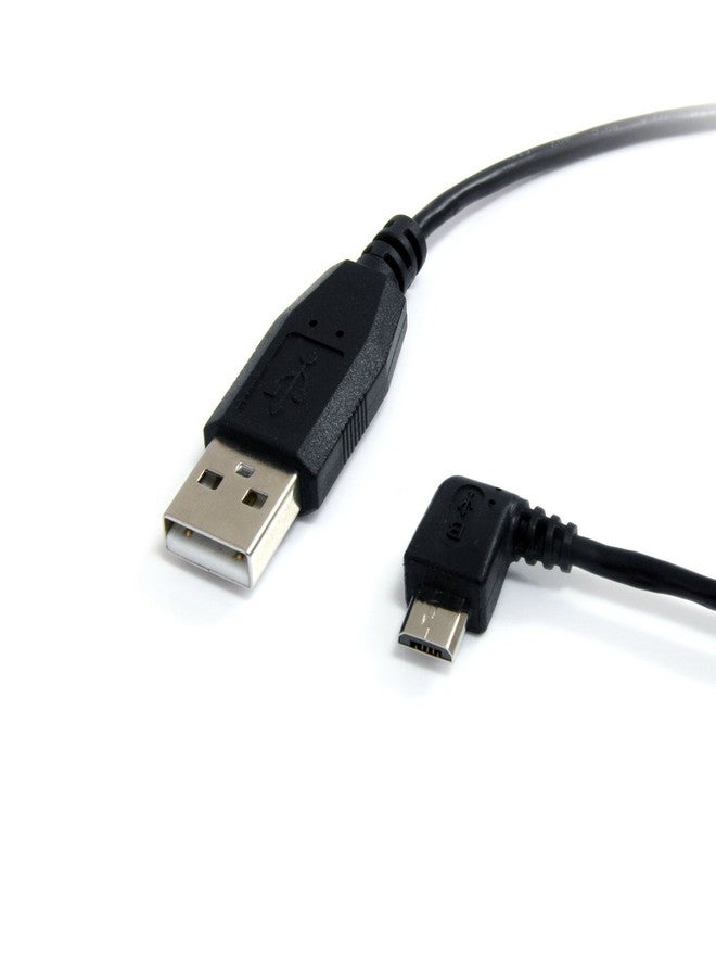 StarTech.com 1 ft. (0.3 m) USB to Micro USB Cable - USB 2.0 A to Left Angle Micro B - Black - Micro USB Cable (UUSBHAUB1LA) - Image 1