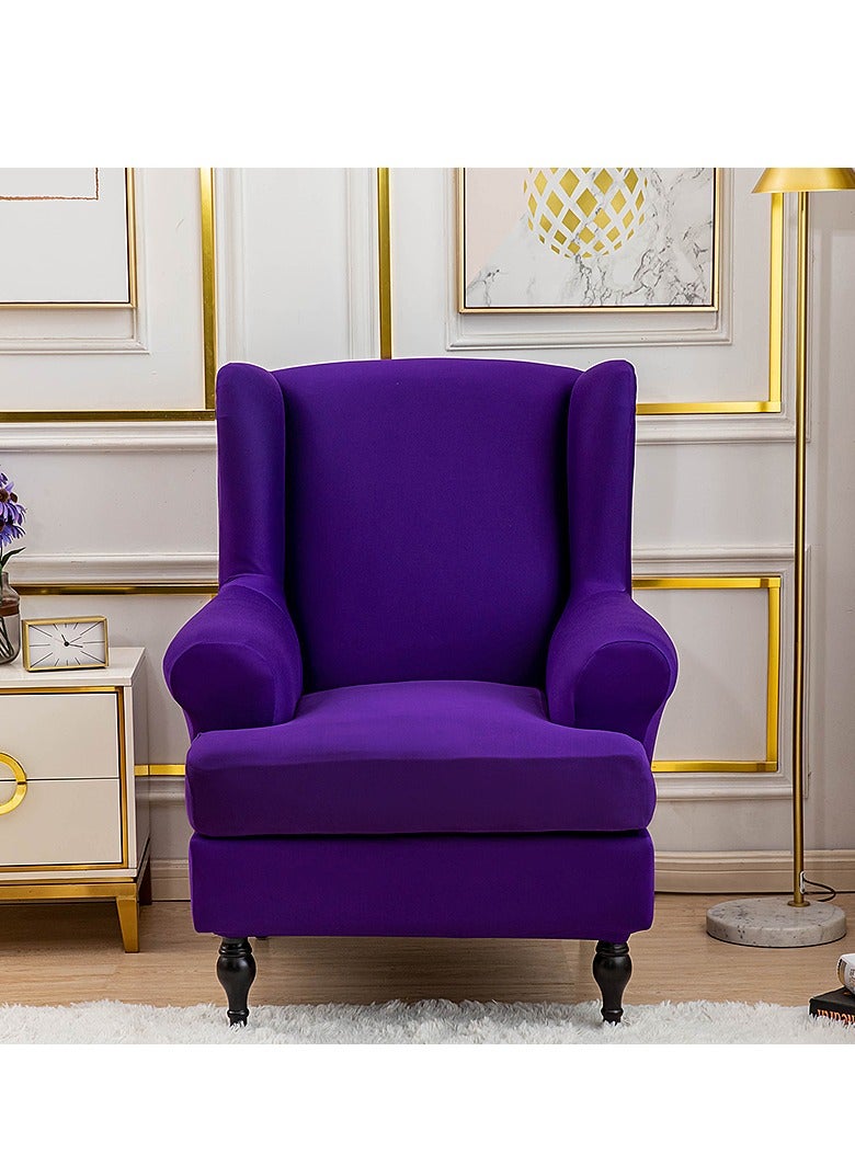 DUNISO غطاء أريكة قابلة للإمالة، غطاء كرسي بمساند ذراع عالية المرونة، غطاء مقعد نمر مغلف بالكامل، غطاء حماية للأثاث، غطاء أريكة مفرد، تصميم مقسم، عالمي لجميع الفصول، بنفسجي - Image 1