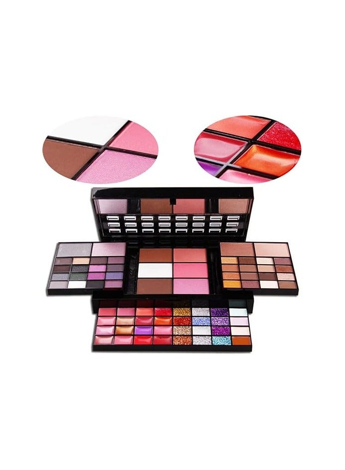 SEPROFE Makeup Kit For Women Full Kit - 74 colors makeup sets - 36 Eyeshadow, 28 Lip Gloss, 3 Contour Powder, 3 Brushes, 3 Blusher, 4 Concealer, 1 Mirror, three-dimensional pull type Combination Palette  - Image 2