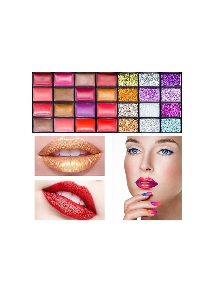 SEPROFE Makeup Kit For Women Full Kit - 74 colors makeup sets - 36 Eyeshadow, 28 Lip Gloss, 3 Contour Powder, 3 Brushes, 3 Blusher, 4 Concealer, 1 Mirror, three-dimensional pull type Combination Palette  - Image 4