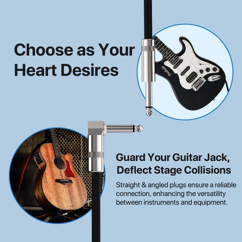 GOGHOST Short Guitar Cables 6.6FT, Amp Chord Electric Bass Amp Cord Braided, TS 1/4 Quarter Inch Straight to Right Angle Bass Instrument Cable Pro Audio (Black, 1Pack) - Image 5