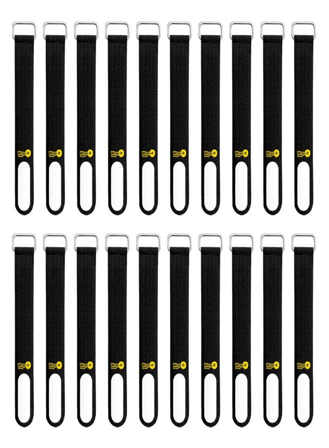 Wrap-It Storage Cinch-Straps, 5-in (20-Pack) Black - Hook and Loop Strap with Write on Label for Easy Cord Identification and Cable Management - Image 1