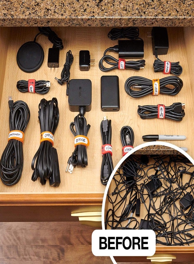 Wrap-It Storage Cinch-Straps, 5-in (20-Pack) Black - Hook and Loop Strap with Write on Label for Easy Cord Identification and Cable Management - Image 3