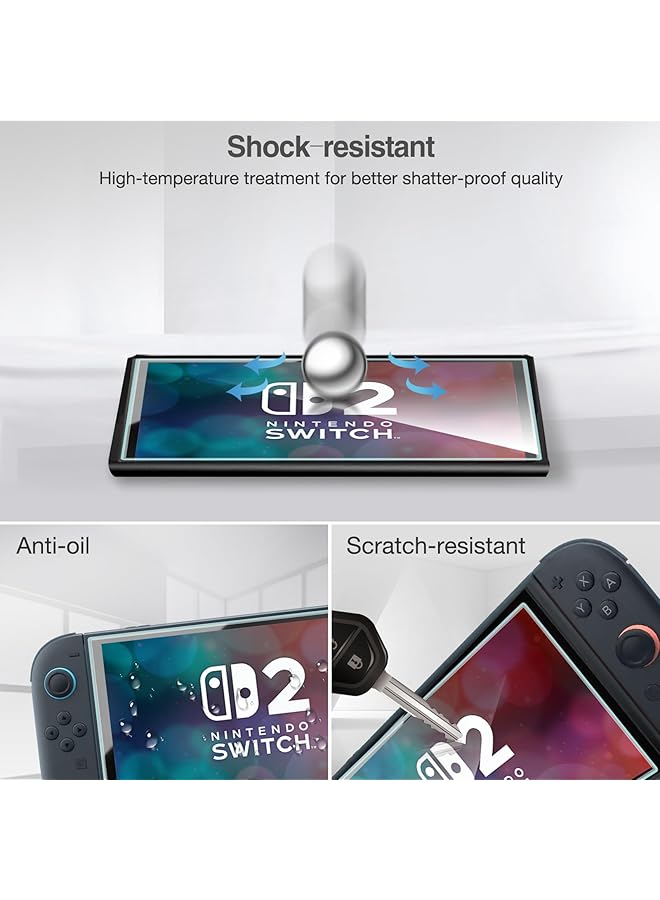 Procases 3 Pack Screen Protector Compatible With 2025 Nintendo Switch 2 Tempered Glass Screen Film Guard Rounded Edge Real Glass Screen Protector For 7.9 Inch Nintendo Switch 2025 - Image 5