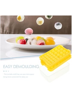 MileMelo Round Ice Cube Trays, Ice Ball Maker Mold with Lid & Bin, Ice Trays for Freezer with Container Mini Circle Ice Mold Making Sphere Ice Chilling Cocktail Tea Coffee（Yellow）  - Image 5
