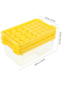 MileMelo Round Ice Cube Trays, Ice Ball Maker Mold with Lid & Bin, Ice Trays for Freezer with Container Mini Circle Ice Mold Making Sphere Ice Chilling Cocktail Tea Coffee（Yellow）  - Image 2