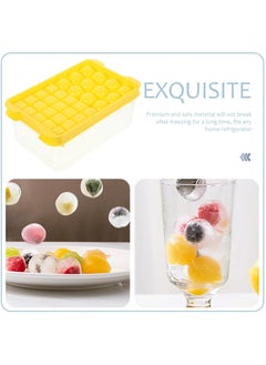 MileMelo Round Ice Cube Trays, Ice Ball Maker Mold with Lid & Bin, Ice Trays for Freezer with Container Mini Circle Ice Mold Making Sphere Ice Chilling Cocktail Tea Coffee（Yellow）  - Image 4