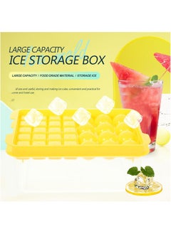MileMelo Round Ice Cube Trays, Ice Ball Maker Mold with Lid & Bin, Ice Trays for Freezer with Container Mini Circle Ice Mold Making Sphere Ice Chilling Cocktail Tea Coffee（Yellow）  - Image 3