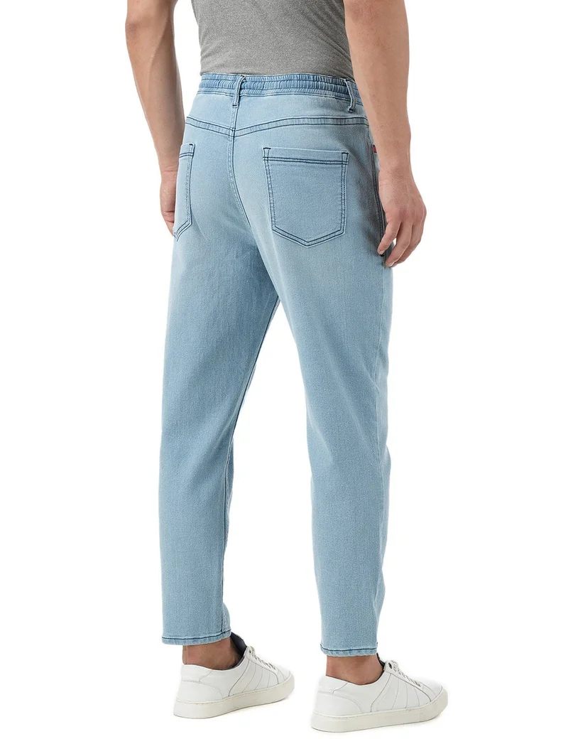 Inkd Sky Why Men's Jogger Jeans - Mid-Rise | Cotton Blend | Stretchable Fabric| Elasticated Waistband | Classic 5 Pocket Styling | Jeans for Men for Men | Best Price UAE