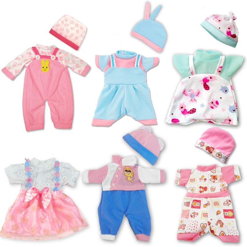 ARTST Doll Clothes12 inch Baby Doll Clothes 6 Sets Include 5 Caps fit for 10 11 12 inch Baby - Image 2