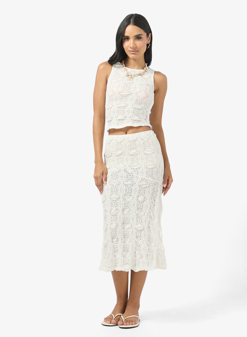 جينجر طقم كروشيه محبوك بلوزة وتنورة - Image 1