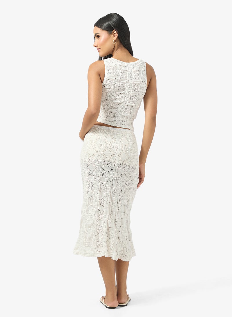 جينجر طقم كروشيه محبوك بلوزة وتنورة - Image 2