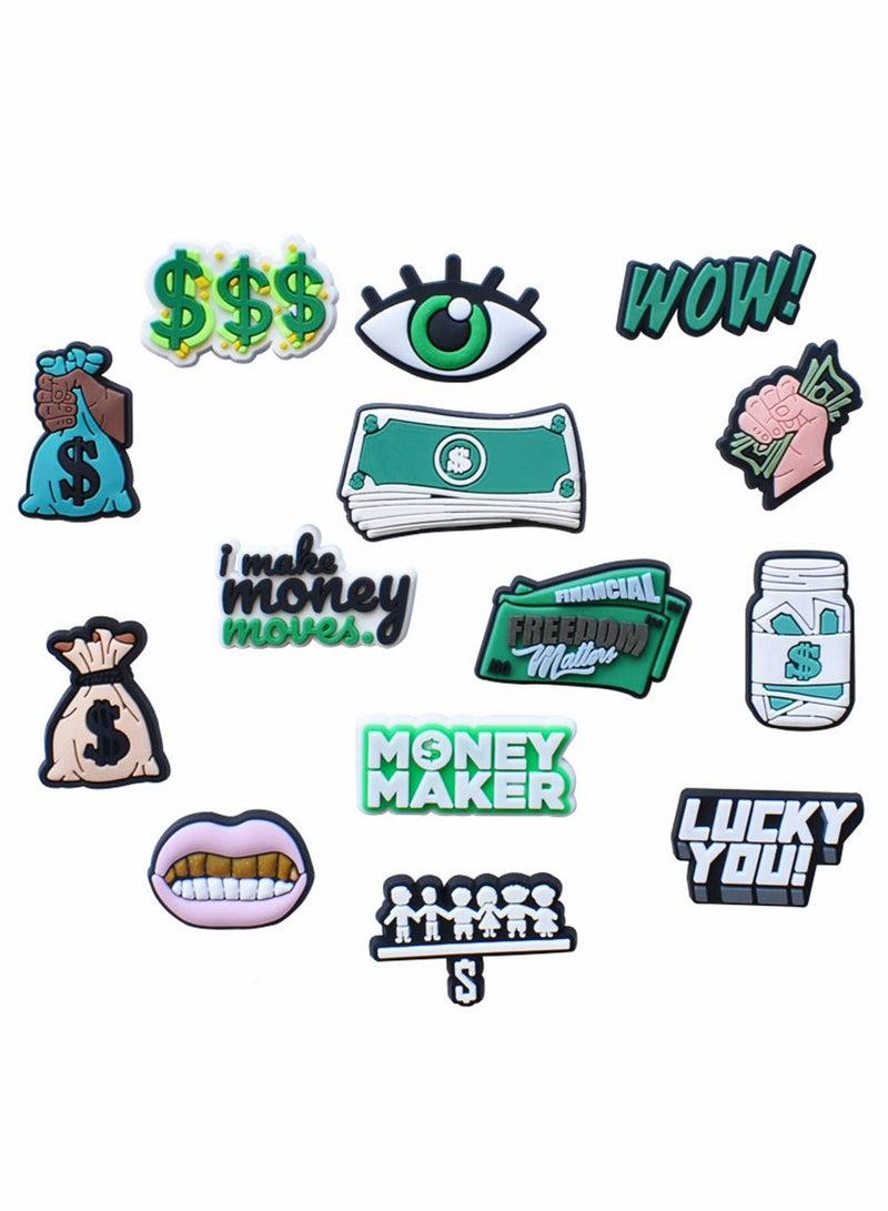 Excefore زينة أحذية كروك، 14 قطعة إكسسوارات كروك كارتونية للأحذية، زينة من PVC لأسورة المعصم للرجال والنساء والأطفال والفتيات والممرضات والبالغين وهدايا حفلات - Image 1