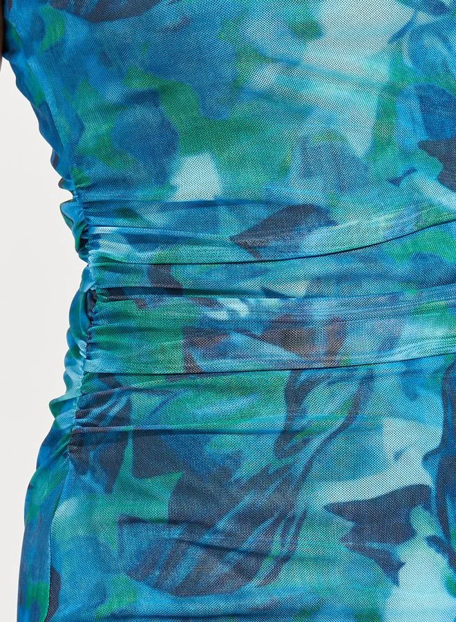 Styli Bandeau Neck Printed Bodycon Maxi Dress