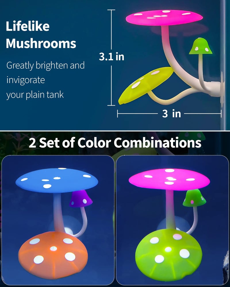 Uniclife Betta Mushroom Hammock Soft Aquarium Rest Bed Fish Breeding Playing Pad with Suction Cup Silicone Ornament Decoration Colorful Lifelike Decor for Fish Tank Landscape, 2 Pack - Image 4
