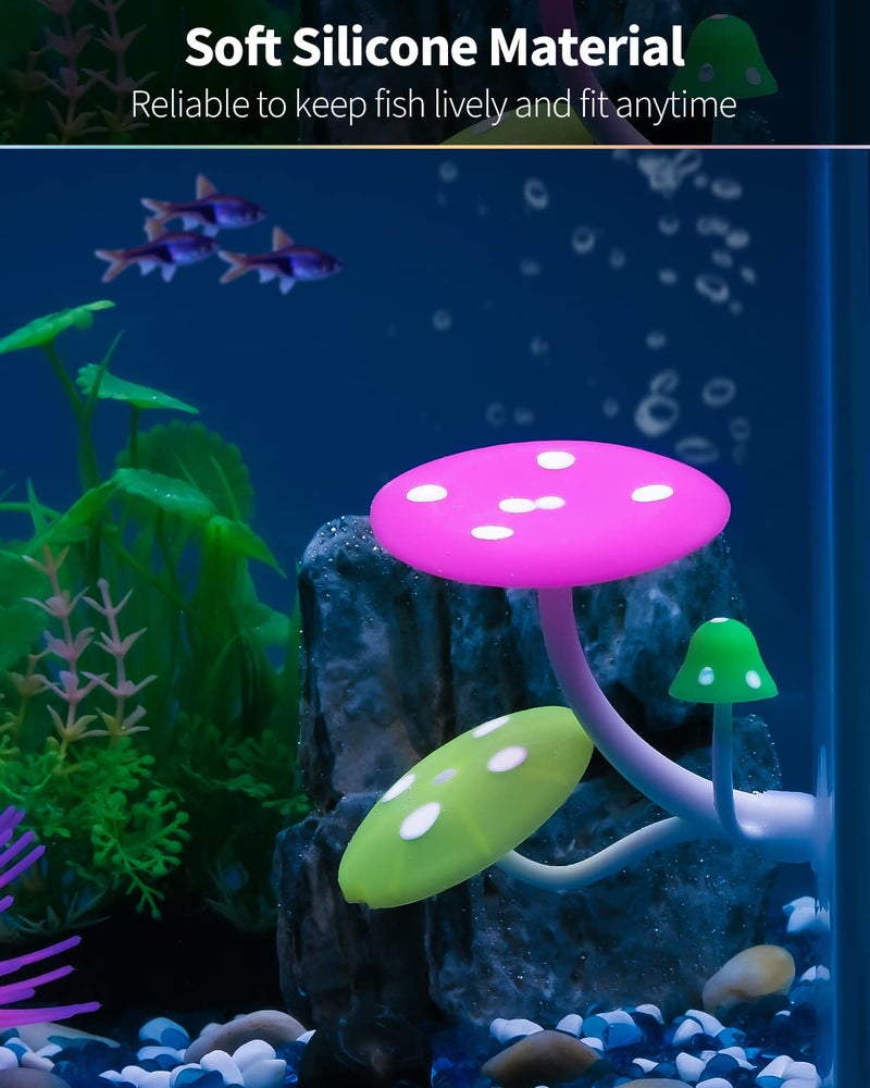 Uniclife Betta Mushroom Hammock Soft Aquarium Rest Bed Fish Breeding Playing Pad with Suction Cup Silicone Ornament Decoration Colorful Lifelike Decor for Fish Tank Landscape, 2 Pack - Image 5