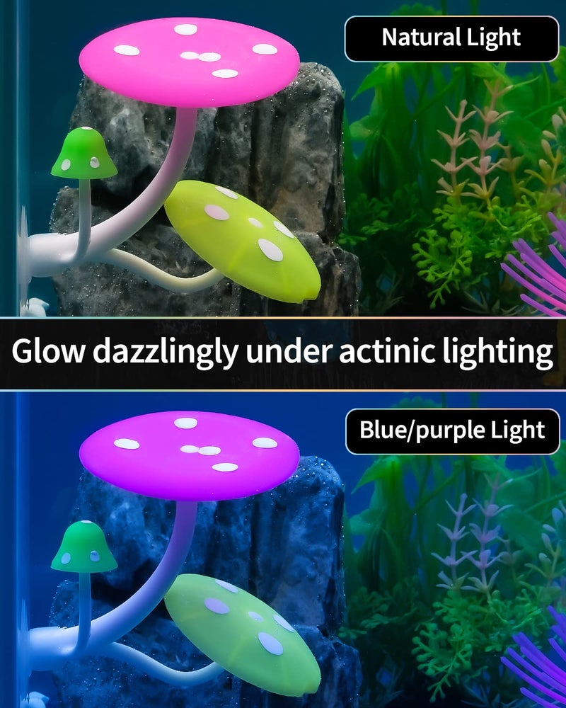 Uniclife Betta Mushroom Hammock Soft Aquarium Rest Bed Fish Breeding Playing Pad with Suction Cup Silicone Ornament Decoration Colorful Lifelike Decor for Fish Tank Landscape, 2 Pack - Image 3