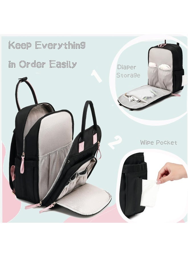 LORADI 18 Pockets Diaper Bag Backpack with Waterproof Pockets and Stroller Buckle - Image 3