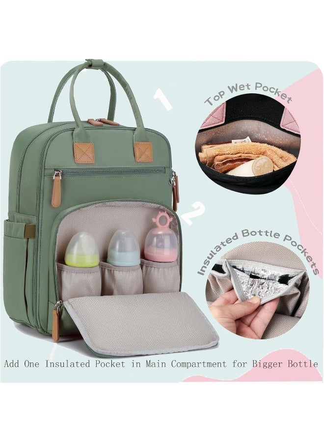 LORADI 18 Pockets Diaper Bag Backpack with Waterproof Pockets and Stroller Buckle - Image 2
