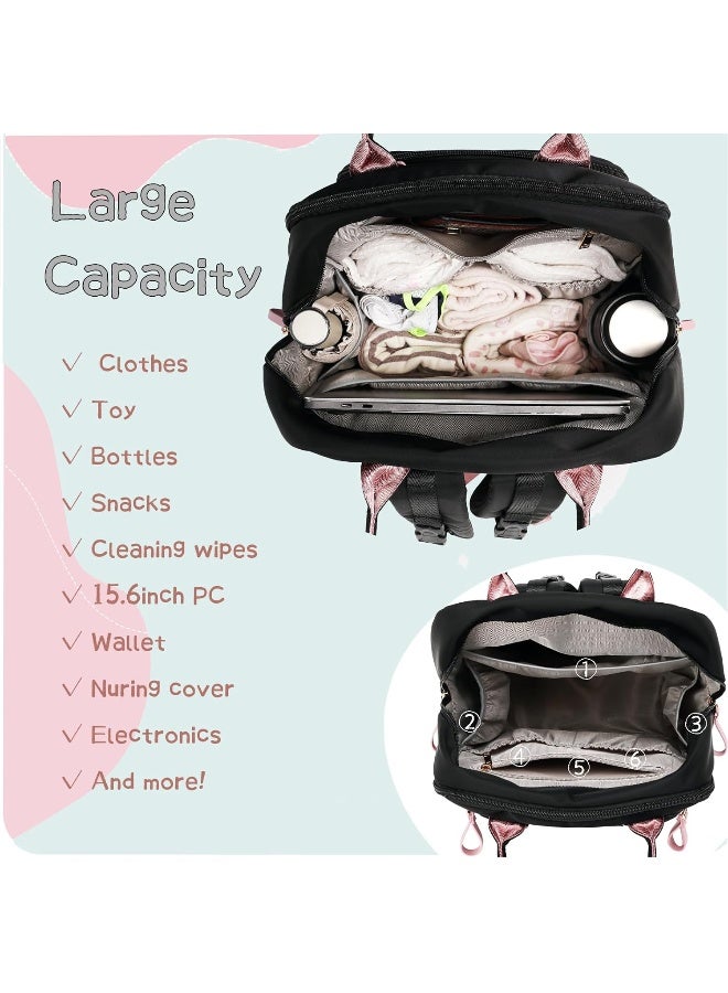 LORADI 18 Pockets Diaper Bag Backpack with Waterproof Pockets and Stroller Buckle - Image 4