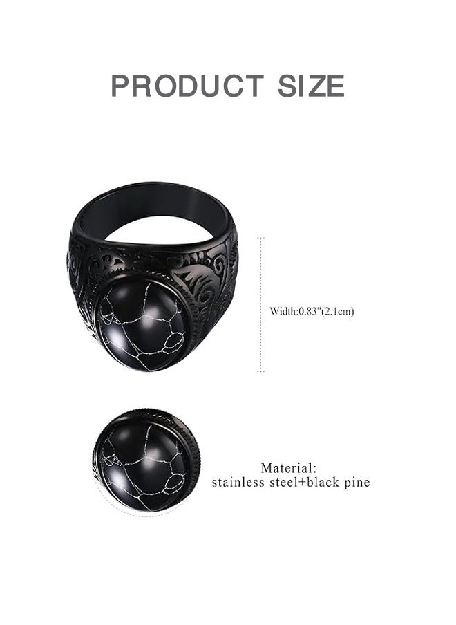 Sweet Life Retro Tiger Eye Stone Mens Rings, Black Onyx Rings for Men Stainless Steel Ring Oval Ring for Mens Jewelry  - Image 3