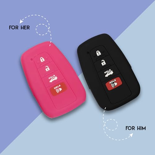 Autobase Silicone Key Fob Cover for Toyota Camry RAV4 Highlander Avalon C-HR Prius Corolla GT86 Smart Key | Car Accessory | Key Protection Case 2 Pcs (Black and Pink) - Image 4