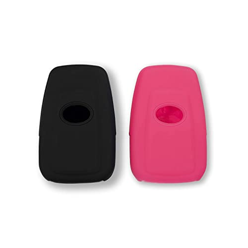 Autobase Silicone Key Fob Cover for Toyota Camry RAV4 Highlander Avalon C-HR Prius Corolla GT86 Smart Key | Car Accessory | Key Protection Case 2 Pcs (Black and Pink) - Image 5