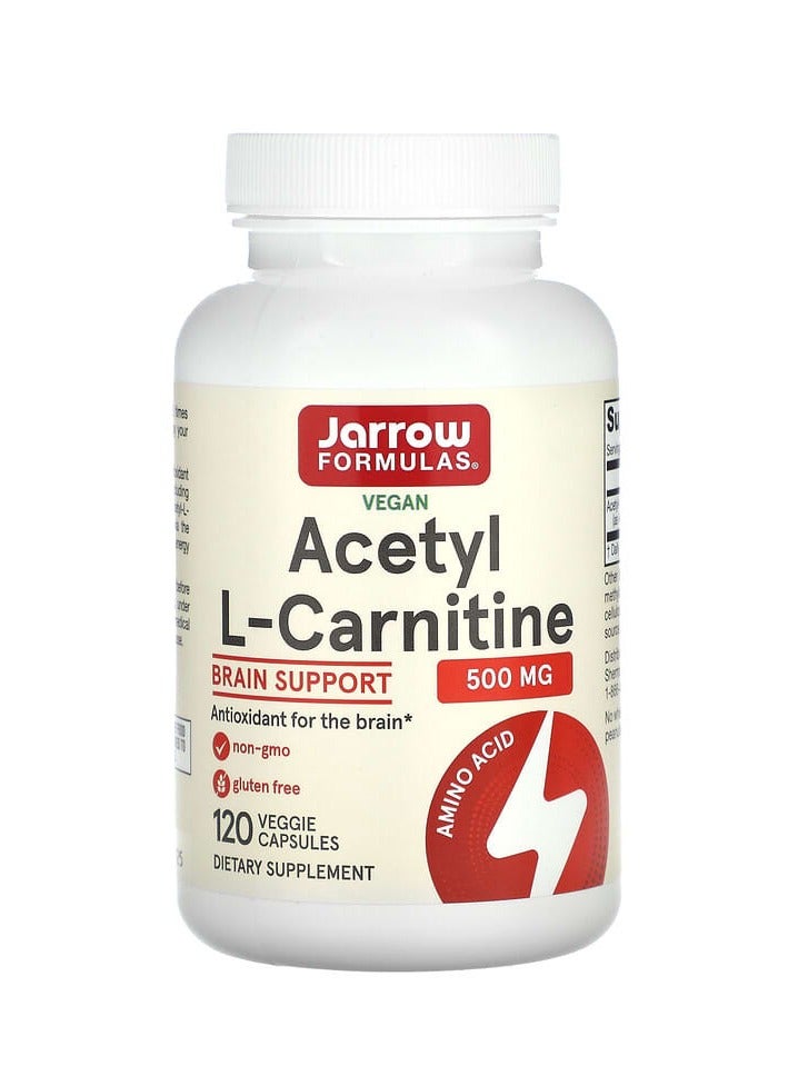 jarrow formulas Vegan Acetyl L-Carnitine, 500 mg, 120 Veggie Capsules