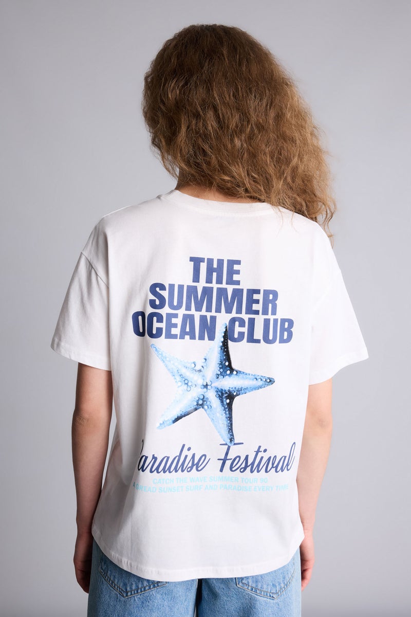 DeFacto White Woman Oversize Back Printed T-Shirt Casual - Image 5