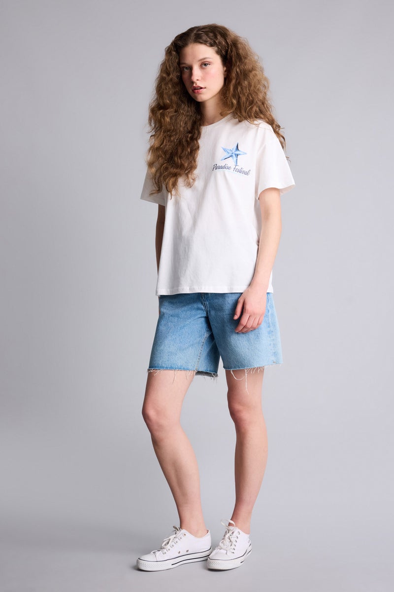 DeFacto White Woman Oversize Back Printed T-Shirt Casual - Image 2